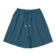 thumbnail image 6 of Soyumi Women Two Piece Short Set Drawstring Elastic Waist Pants Round Neck Tank Tops Comfy Sweatsuit Soft Sleepwear Vacation Outfits Sleeveless Tank Top and Shorts, Dark Blue, 6 of 6