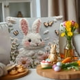 thumbnail image 5 of Aoznliie Easter Pillow Covers, Bunny Egg Print Faux Embroidery Decorative Pillow Case, Soft Flannel Square Throw Pillow Covers for Sofa Bed Couch, 18x18 Inches (Multicolor), 5 of 7