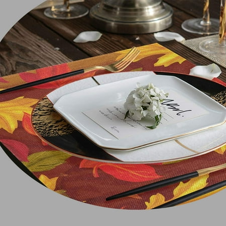 

Fall Maple Leaves Placemats Set of 6 Autumn Leaf Table Mats Burlap Placemat Washable Non-Slip Heat Resistant Place Mats for Party Kitchen Dining Decorations 12 X 18 Inch
