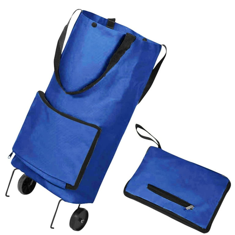 mnjin 2 in 1 foldable shopping cart folding shopping cart folding tug cart shopping navy