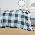 thumbnail image 1 of Nestl Ultra Plush Heavy Thick Raschel Imitation Mink Bed Blanket, 55 x 82, Navy Check, 1 of 5