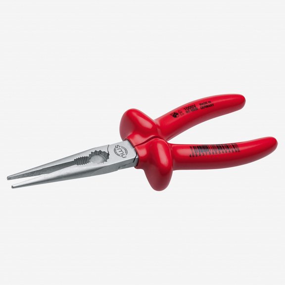 NWS 8" Chain Nose Pliers (Radio Pliers) 1000V  - Matte Chromium - Plastic Grip