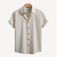 thumbnail image 2 of ZCFZJW Summer Short Sleeve Button Down Shirts for Men Lightweight Regular Fit Casual Summer Beach Vacation Tees Tops Trendy Holiday Outfit Clothes Beige XL, 2 of 8