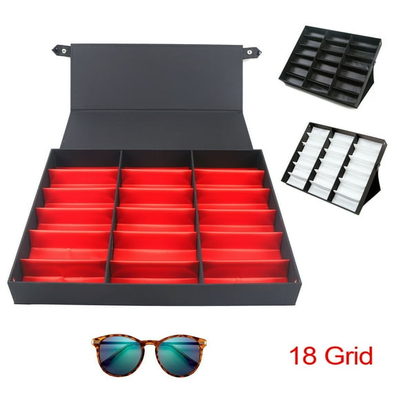 18-Grid Glasses Display Box Sunglasses Display Holder Shops Glasses Organizer US