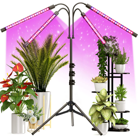 

YEOLEH Grow Light for Indoor Plant with Stand Full Spectrum Floor Plant Light 80LED with 3 Modes Timer Tripod Stand Adjustable 15-48 in