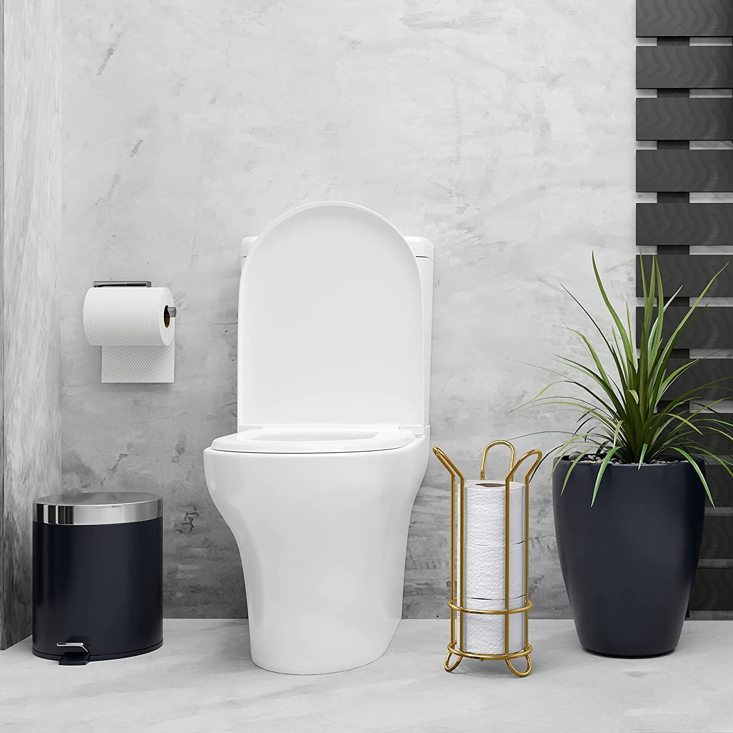 Brookstone Toilet Paper Holder, Holds Mega Rolls, Raised Base, Gold