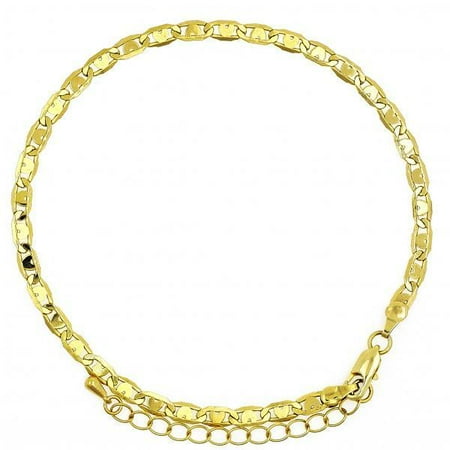 Folks Jewelry 4mm Wide Pave Mariner Ankle Bracelet Anklet With 4mm Wide Pave Mariner Ankle Bracelet Anklet With Extension