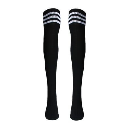 

JeashCHAT 1 Pair Thigh High Socks Over Knee Girls Football Socks Black