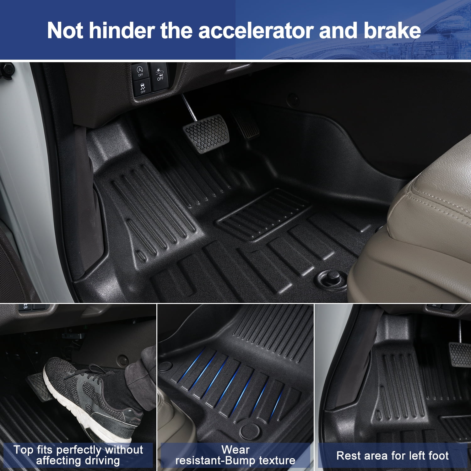 Canvcle Custom Fit for Floor Mats Toyota Camry 2015 2016 2017 Accessories All Weather Floor Liners Front & 2nd Row TPE Waterproof Fit for Hybrid and Non-Hybrid Models