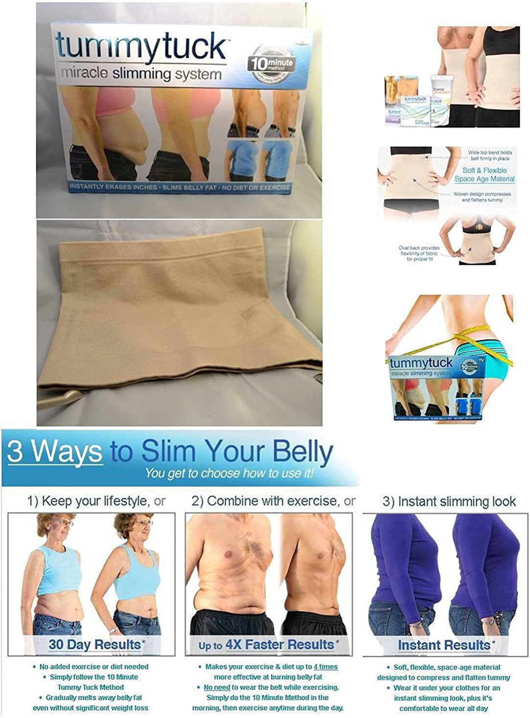 Tummy Tuck Miracle Slimming System Belt Size 1 2 3 TRUSTED