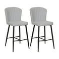 thumbnail image 1 of CorLiving Jasper Set of 2 Modern Upholstered Indoor Counter Height Bar Stools with Channel Tufted High Backs and Metal Legs, 1 of 9