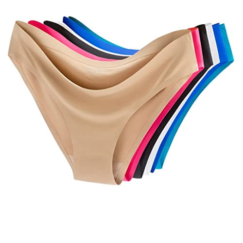 COSOMALL 6 Pack Women's Invisible Seamless Bikini Underwear Half Back  Coverage Panties (US M, 6 Pack Seamless) 