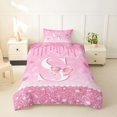 thumbnail image 2 of Castle Fairy Pink Glitter Letter S Twin Bedding for Girls,Cartoon Bow Duvet Cover Set,2pcs,No Comforter,Pink Reversible, 2 of 6
