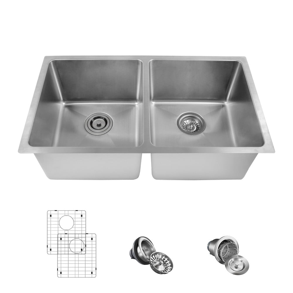 Bundle - 3 Items: Sink, Basket Strainer, and Standard Strainer The MR Direct US1031L 18 Gauge Kitchen Ensemble 