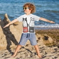 thumbnail image 3 of FORMRS Boys Rash Guard Short Sleeves Swim Shirt Quick Dry UPF 50+ Sun Protection, Sizes 3-12T, Black Chubby Cat, 3 of 6