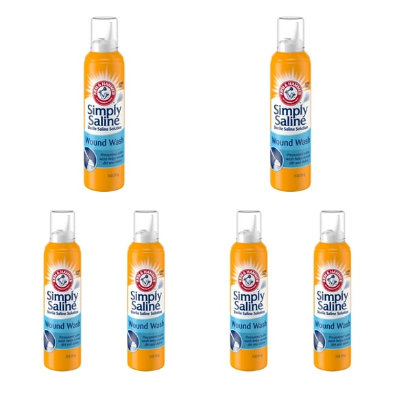 6 Pack - Arm & Hammer Simply Saline Wound Wash Spray, Sting-Free, 7.4 oz each