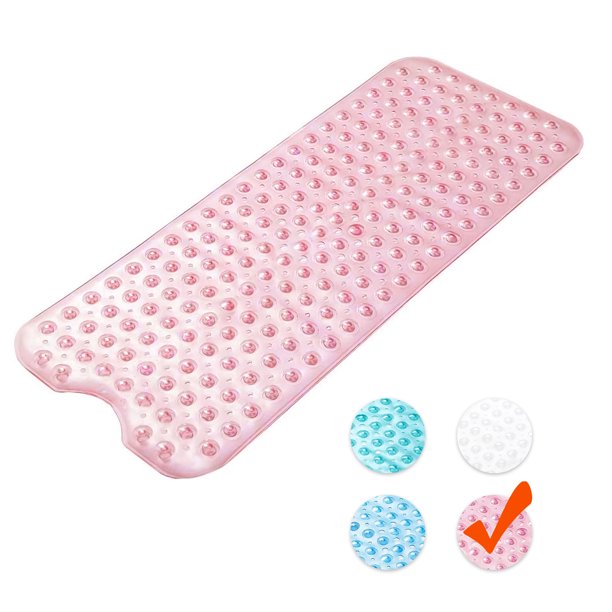 Bath Tub Shower Mat 40 x 16 Inch， Extra Large Non Slip Bathtub Mat with Suction Cups, Machine