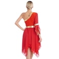 thumbnail image 6 of inhzoy Women's Praise Lyrical Dance Dress One Shoulder Worship Liturgical Overlay Tunic Red XXL, 6 of 9