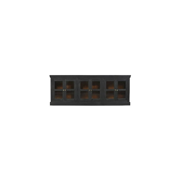 Peachtree 6-Door Mango Solid Wood & Glass Sideboard in Charcoal Gray