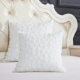 thumbnail image 6 of Quilted Floral Throw Pillow Covers 18 x 18 Inch (Set of 2, Off White), 6 of 8