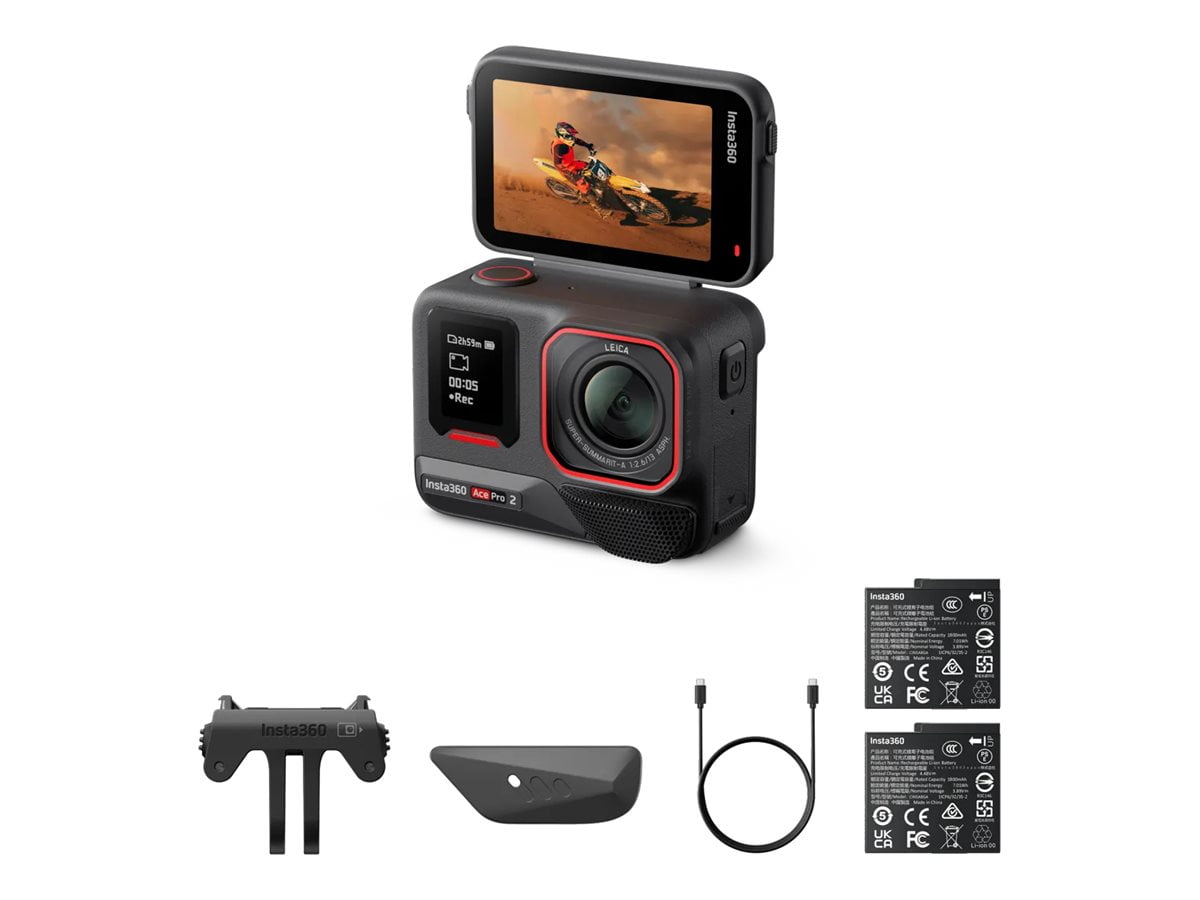 Insta360 Ace Pro 2 - Dual Battery Standard Bundle - action camera - 8K / 30 fps - Leica - Bluetooth, Wi-Fi - underwater up to 39.4 ft - black