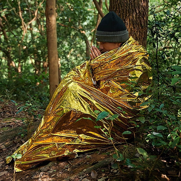 Emergency Blanket Outdoor Survival | PET Polyester Film | Waterproof Lightweight Insulated Mat | Silver Reflective | Portable Folding | 210x160cm | Multiuse Camping Gear | 1 Pack
