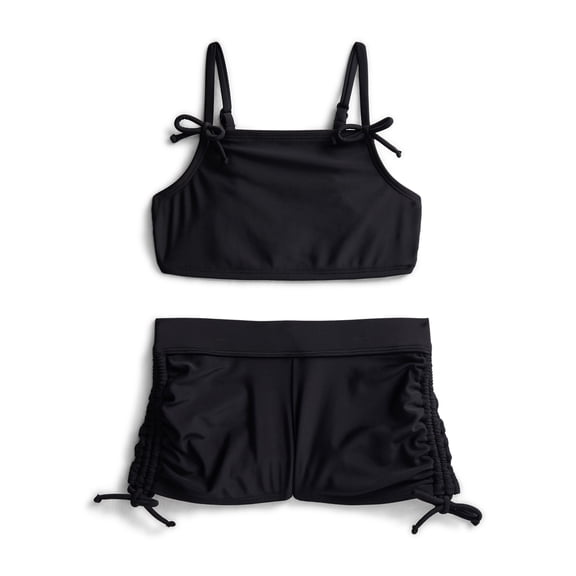 Weekend Academy Girls Solid South Beach Bikini Top and Bottoms Swim Set, 2-Piece, Sizes 4-18