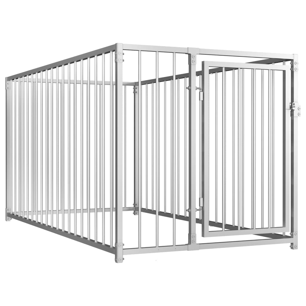vidaXL Dog Kennel Silver Steel 39.4 x 39.4 x 39.4 in Tough Dog Kennel