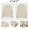thumbnail image 5 of SWQZVT Womens Long Sleeve Tops Button Decor Solid Color Blouses V Neck Casual Loose Ruffle Apricot Shirts, 5 of 6