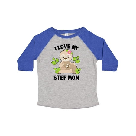 

Inktastic Cute Sloth I Love My Step Mom with Green Leaves Gift Toddler Boy or Toddler Girl T-Shirt