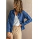 thumbnail image 2 of ABPHQTO Camisa vaquera de mujer de manga larga con botones y cuello vuelto azul, 2 of 5