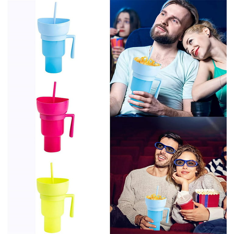 D-GROEE Snack and Drink Cup - Drink and Snack Cup in One, Stadium Tumbler  Cups with Bowl on Top for Movies Home Use 