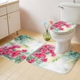 thumbnail image 4 of Summer Bathroom Rugs Set Red Flowers Pastoral Butterfly Non Slip Absorbent Soft Bath Mats 3 Piece Set with Bathroom Rug, U-Shaped Floor Mat, Toilet Seat Cover Small Size, 4 of 9