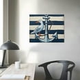 thumbnail image 3 of Nawypu Nautical Bathroom Wall Decor Art : 12x12inx4 Panels Framed Nautical Wall Art Print Navy Blue Lighthouse Steering Wheel Anchor Telescope Canvas Painting for Nursery Boy Bedroom Home Decorations, 3 of 4