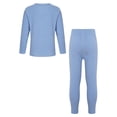 thumbnail image 2 of Haitryli Kids Striped Thermal Underwear Set Girls Boys Warm Long Johns Base Layer Tops with Leggings Pants Set Blue 15-16, 2 of 7