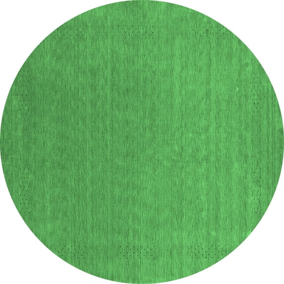 Ahgly Company Indoor Round Abstract Emerald Green Contemporary Area Rugs, 7' Round