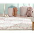 thumbnail image 4 of Well Woven Merri Pink Ivory Geometric Stripes Pattern Stain-resistant Area Rug 5x7 (5'3" x 7'3"), 4 of 8