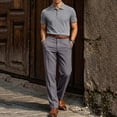 thumbnail image 2 of hotojiny Men's Suits 2 Piece Set Casual Regular Fit Short-Sleeve Shirt and Pants Set for Office Business Wedding(Gray,3X-Large), 2 of 5
