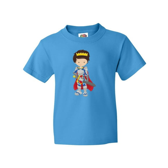 Inktastic Boy Prince, Knight In Shining Armor, Brown Hair Youth T-Shirt