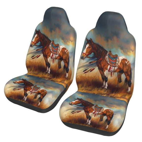 KAKALAD American Horse 03 Car Accessories Seat Covers Set Vehicle Seat Covers Universal Front Seats Protector 2 Pcs