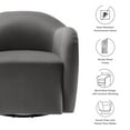 thumbnail image 4 of Swivel Armchair Chair, Gray, Velvet, Living Room Lounge Cafe Lobby Hospitality Restaurant, Modern Contemporary, HB37315, 4 of 9