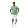 thumbnail image 5 of Taigaofy Men's Henley Shirt Classic Short Sleeve Lightweight Button Slim Fit T-Shirt Casual Top Green S, 5 of 7