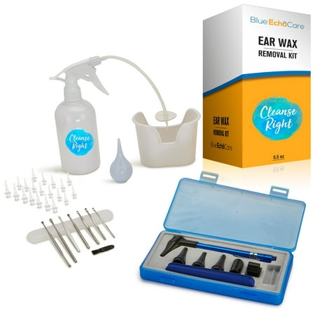 Cleanse Right Ear Wax Removal Kit- with Otoscope! 20 Disposable Tips 8, pcs Pick Removal Set, Wash Basin and Syringe! - Cleaner Tool to Remove Ear Blockage - Irrigation Device for Adults and (Best Way To Remove Earwax From Child)