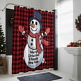 thumbnail image 4 of Christmas Snowman Bathroom Shower Curtain Winter Cute Cartoon Snowman Red Plaid Waterproof Washable Shower Curtains for Bathtub Bath Decor with Grommets and Hook 72 X 72 Inch, 4 of 8