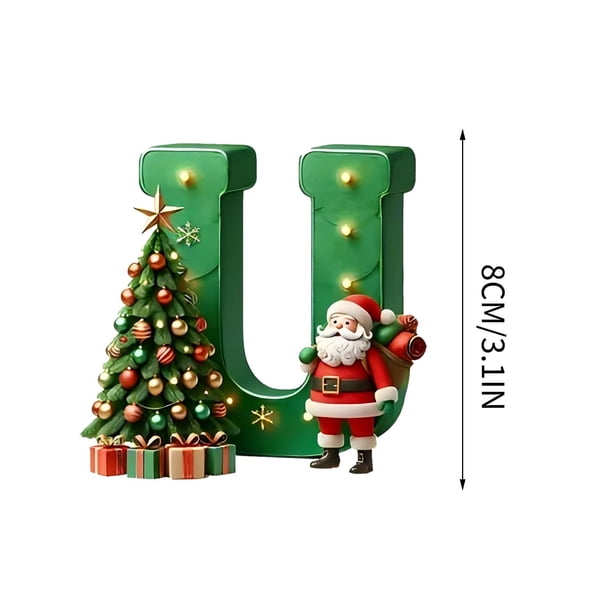 Adorno navideño personalizado con letras para árbol de Navidad - Colgante acrílico de 8 cm con diseño de gorro de Papá Noel | Decoración navideña DIY para el hogar, el árbol y regalos | Juego de 1