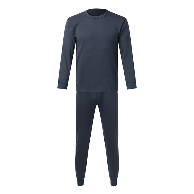 Mens Spring Autumn And Winter Fashion Simple Solid Color Thick Thermal Underwear Set Leggings Bottoming Shirt Autumn Clothes Autumn Pants