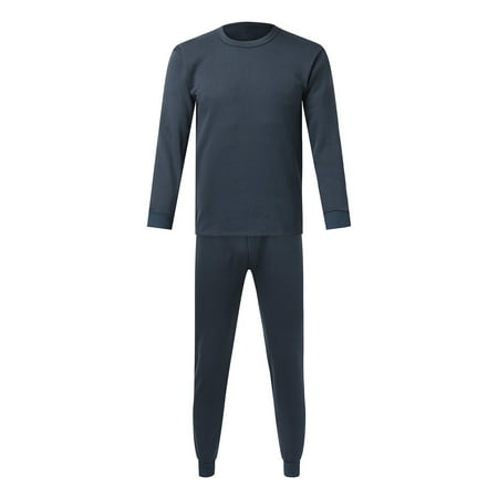 Pzocapte Blue SuIt for Men Men s Blazer Jacket Prom Suits Mens Spring Autumn and Winter Fashion Simple Solid Color Thick Thermal Underwear Set Leggings Bottoming Shirt Autumn Clothes Autumn Pants 3