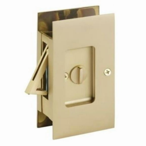 Emtek 2108US4 1.375 x 1.75 in. Modern Rectangular Privacy Pocket Door Lock for Door, Satin Brass