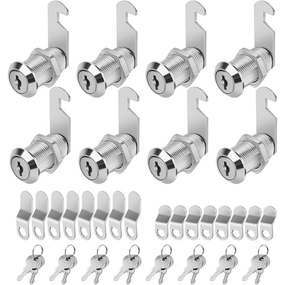 ORUYROP Cabinet Locks with Keys, 1-1/8" Cam Locks keyed Alike, RV Locks for Storage Door, Secure Cabinets RV Compartment Locks Tool Box, Zinc Alloy (8 Pack, 1-1/8 Inch)