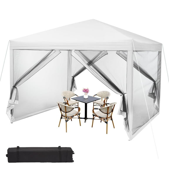 Luku Instant 10x10 FT Pop Up Canopy, Heavy Duty Screen Tent with Netting, UV-Resistant Waterproof Top, Easy Set Up, Wheeled Carry Bag, Outdoor Event Shelter for Camping, Backyard, Beach